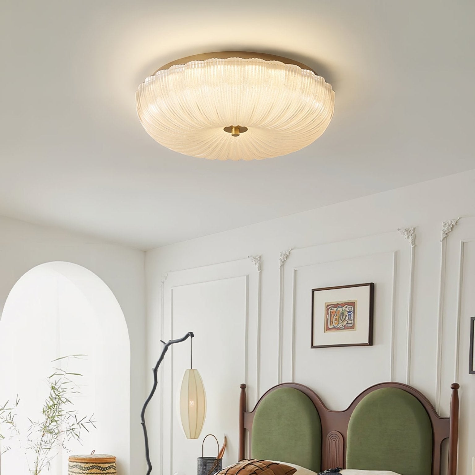 Elara Haus Flush Mount Ceiling Light - Ripple Glass LED Ceiling Light Fixture 5