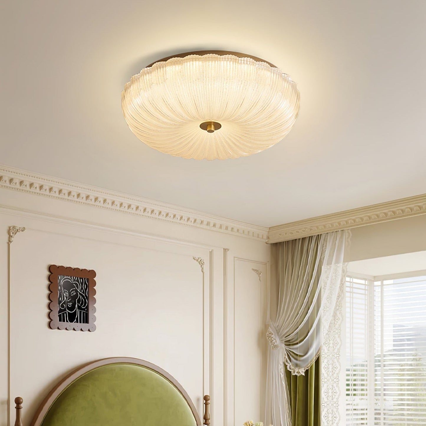 Elara Haus Flush Mount Ceiling Light - Ripple Glass LED Ceiling Light Fixture 6