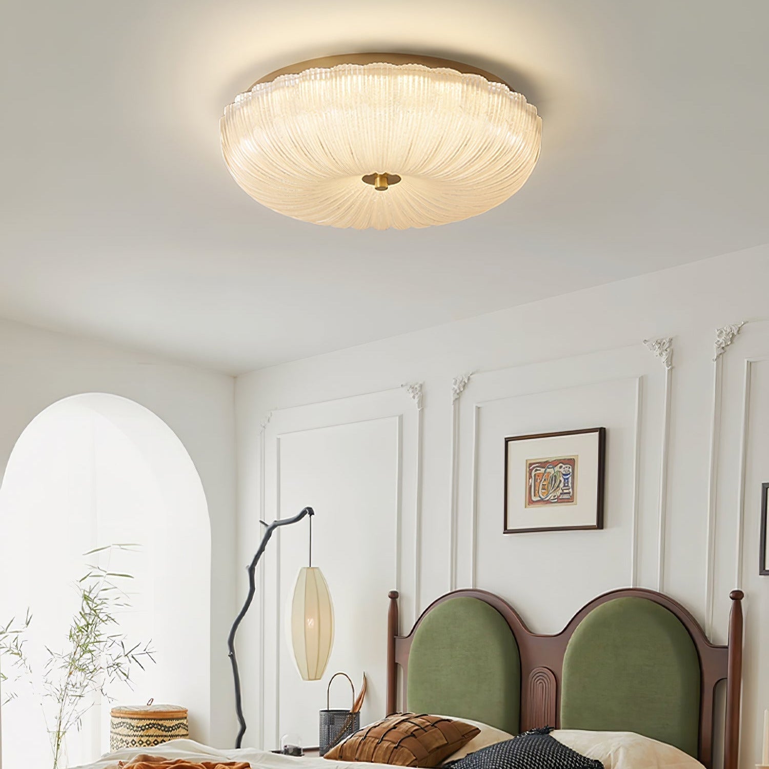 Elara Haus Flush Mount Ceiling Light - Ripple Glass LED Ceiling Light Fixture 7