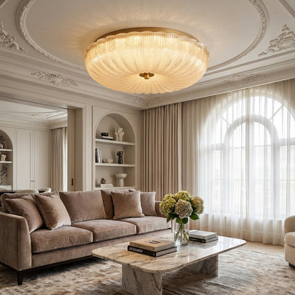 Elara Haus Flush Mount Ceiling Light - Ripple Glass LED Ceiling Light Fixture