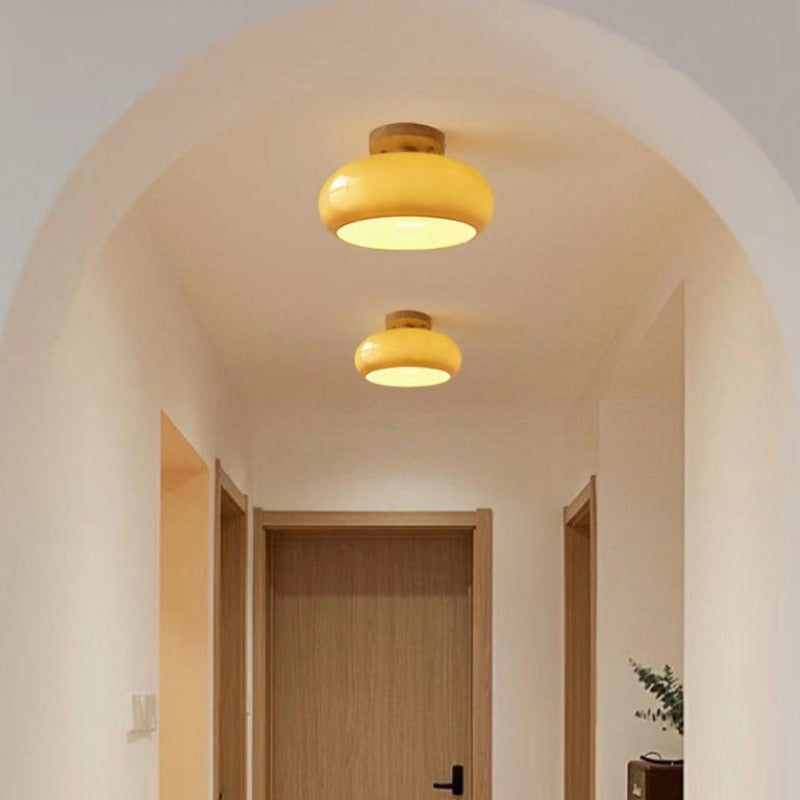 Elara Haus Flush Mount Ceiling Light - Wood and Glass LED Ceiling Lights 2
