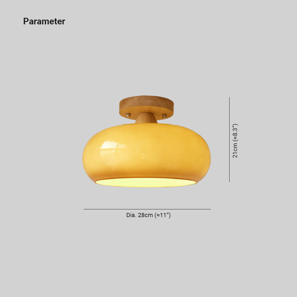 Elara Haus Flush Mount Ceiling Light - Wood and Glass LED Ceiling Lights 4