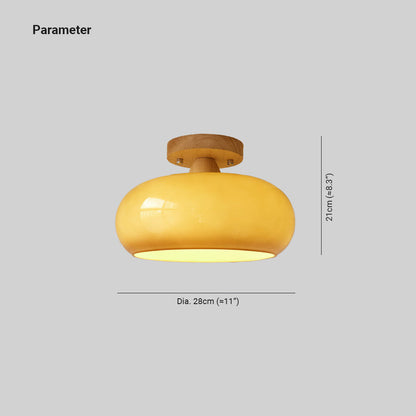 Elara Haus Flush Mount Ceiling Light - Wood and Glass LED Ceiling Lights 4