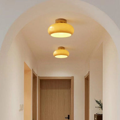 Elara Haus Flush Mount Ceiling Light - Wood and Glass LED Ceiling Lights 6