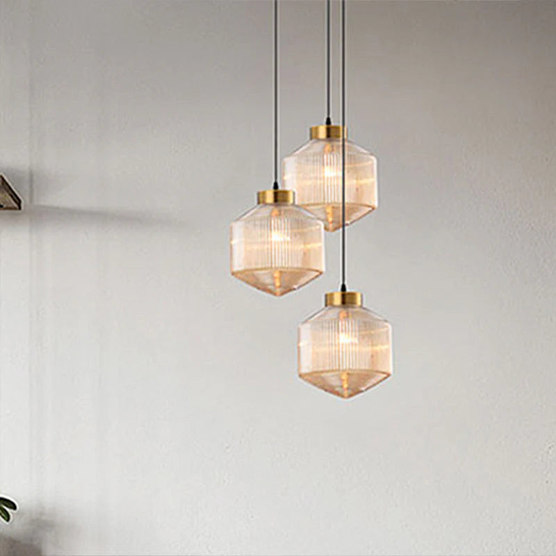An elegant glass pendant lamp with a grooved shade 8