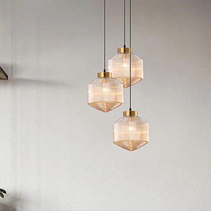 An elegant glass pendant lamp with a grooved shade 8