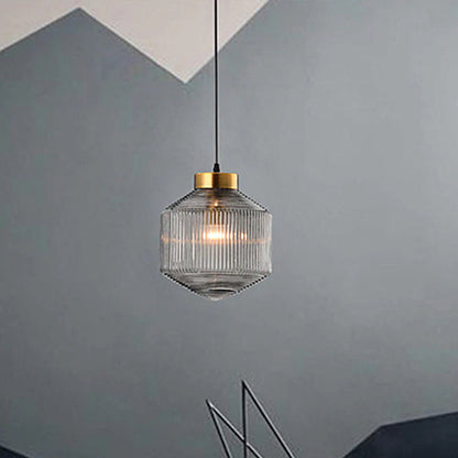 An elegant glass pendant lamp with a grooved shade 9