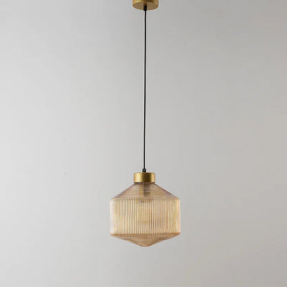 An elegant glass pendant lamp with a grooved shade 2