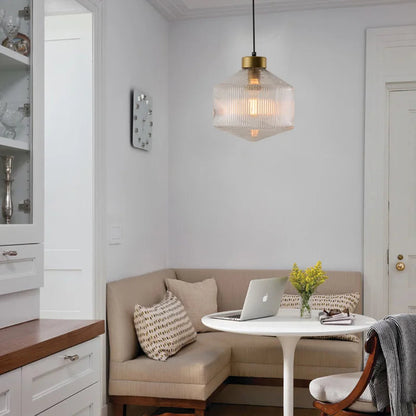 An elegant glass pendant lamp with a grooved shade 4