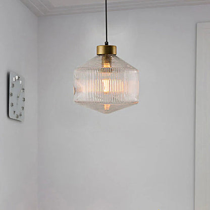 An elegant glass pendant lamp with a grooved shade 6
