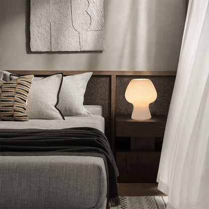 Vintage Bedside Table Lamp | Ribbed Glass Mushroom Lamp 6