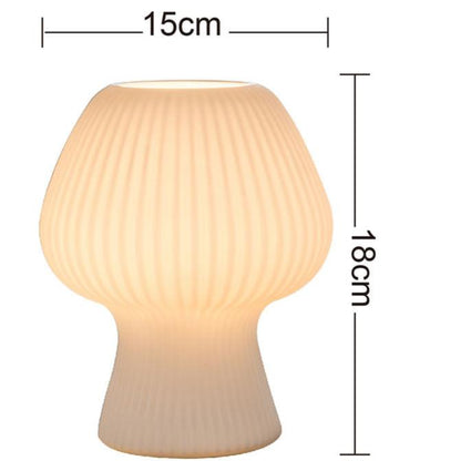 Vintage Bedside Table Lamp | Ribbed Glass Mushroom Lamp 7