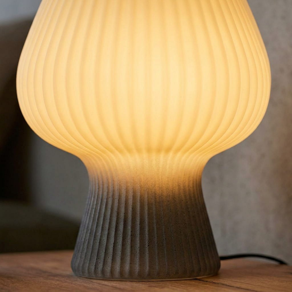 Elara Haus Fluted Mushroom Glass Desk Lamp