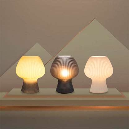 Vintage Bedside Table Lamp | Ribbed Glass Mushroom Lamp 1