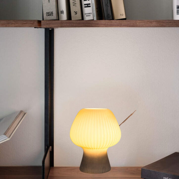Vintage Bedside Table Lamp | Ribbed Glass Mushroom Lamp 2