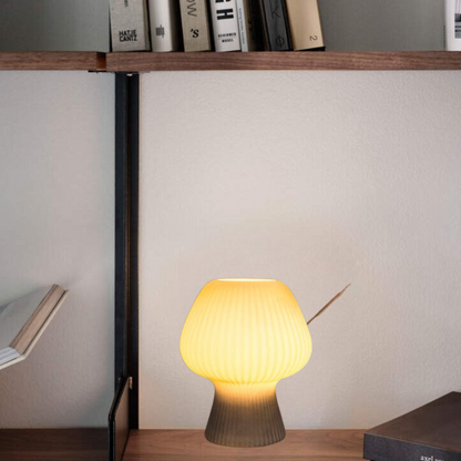 Vintage Bedside Table Lamp | Ribbed Glass Mushroom Lamp 2