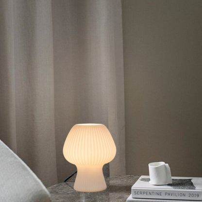 Vintage Bedside Table Lamp | Ribbed Glass Mushroom Lamp 3