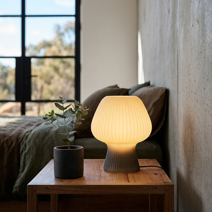 Elara Haus Fluted Mushroom Glass Desk Lamp