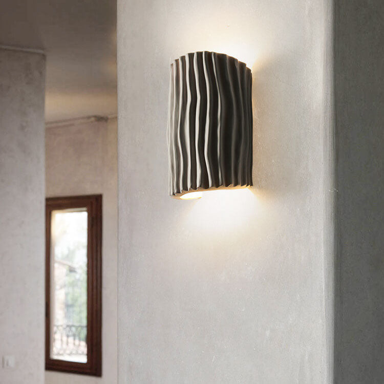 Contemporary Nordic Resin Striped Half Cylinder 2-Light Wall Sconce Lamp for Living Room 7