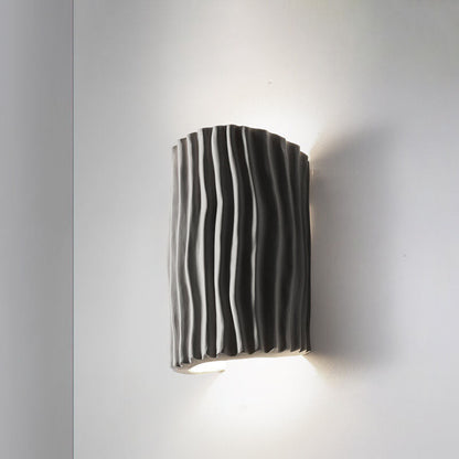 Contemporary Nordic Resin Striped Half Cylinder 2-Light Wall Sconce Lamp for Living Room 9