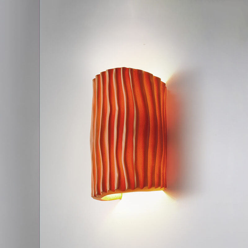 Contemporary Nordic Resin Striped Half Cylinder 2-Light Wall Sconce Lamp for Living Room 12