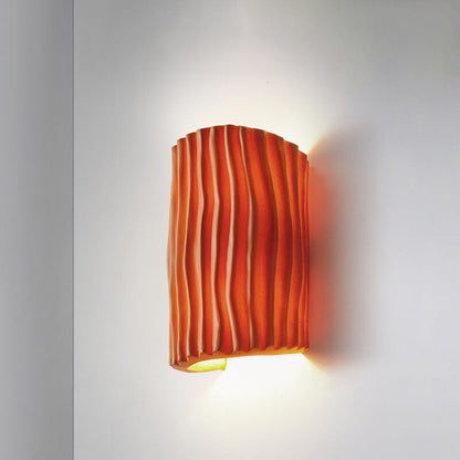 Contemporary Nordic Resin Striped Half Cylinder 2-Light Wall Sconce Lamp for Living Room 12