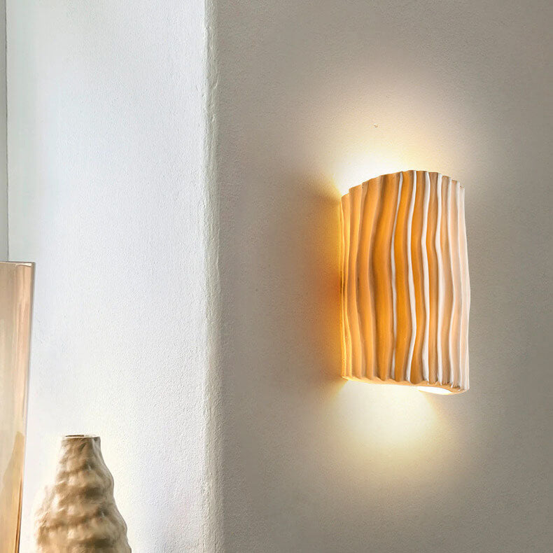 Contemporary Nordic Resin Striped Half Cylinder 2-Light Wall Sconce Lamp for Living Room 1