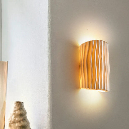 Contemporary Nordic Resin Striped Half Cylinder 2-Light Wall Sconce Lamp for Living Room 1