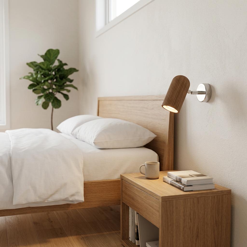 Elara Haus Fluted Timber Adjustable Wall Lamp