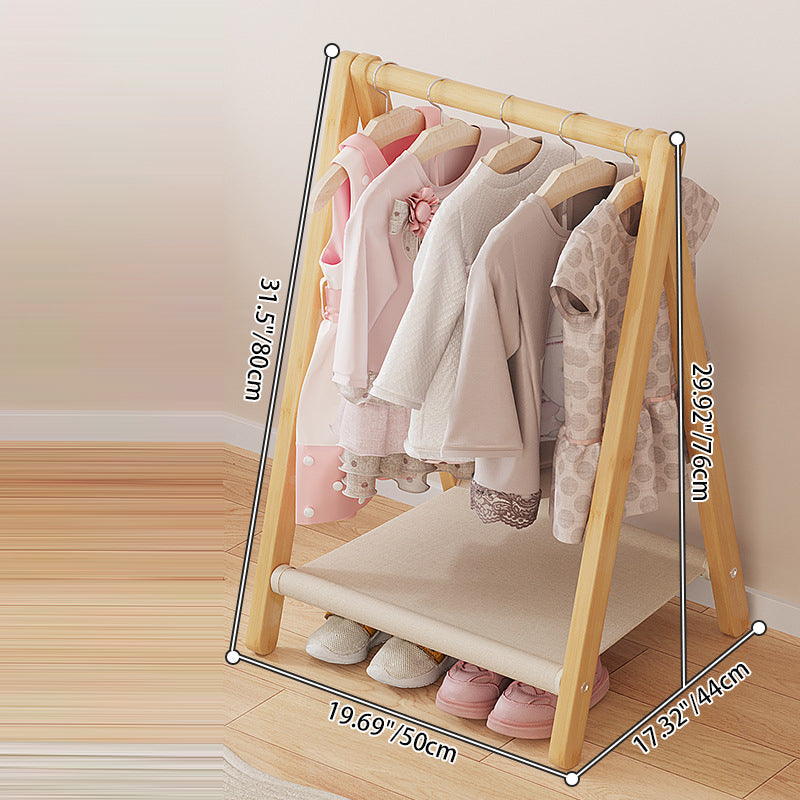 Contemporary Scandinavian Rectangular Natural Nan Bamboo Foldable Kids Hall Tree 2/4-Tier For Bedroom 6