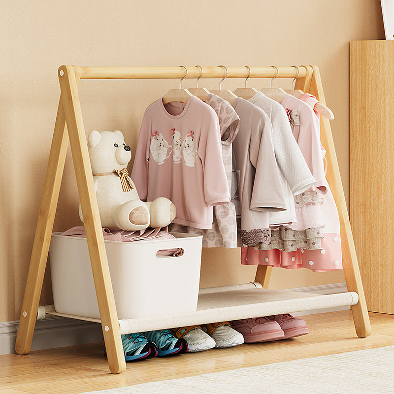Contemporary Scandinavian Rectangular Natural Nan Bamboo Foldable Kids Hall Tree 2/4-Tier For Bedroom 1