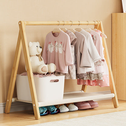 Contemporary Scandinavian Rectangular Natural Nan Bamboo Foldable Kids Hall Tree 2/4-Tier For Bedroom 1