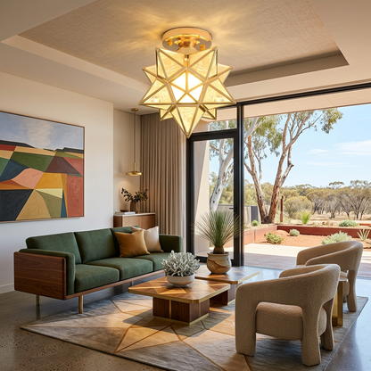 Elara Haus Geometric Moravian Star Ceiling Light