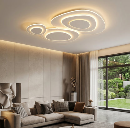 Elara Haus Geometric White Fixture - Modern Metal Flush Mount