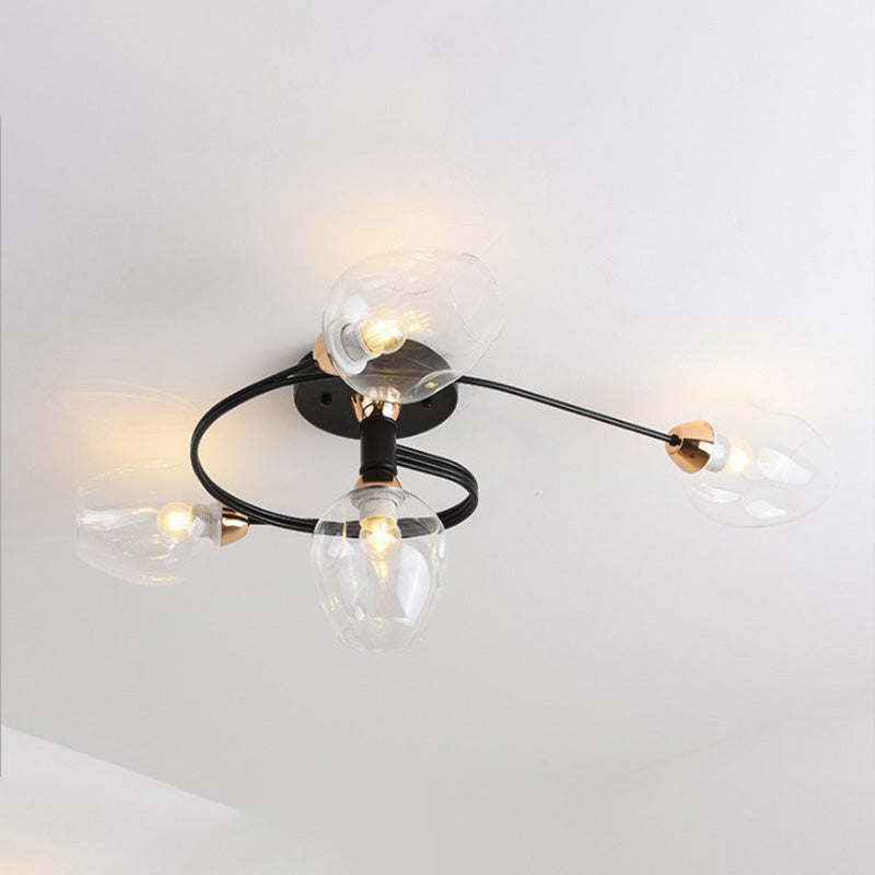 Valentina Flush Mount Ceiling Light, Glass, Black/Gold, Dining Room 16
