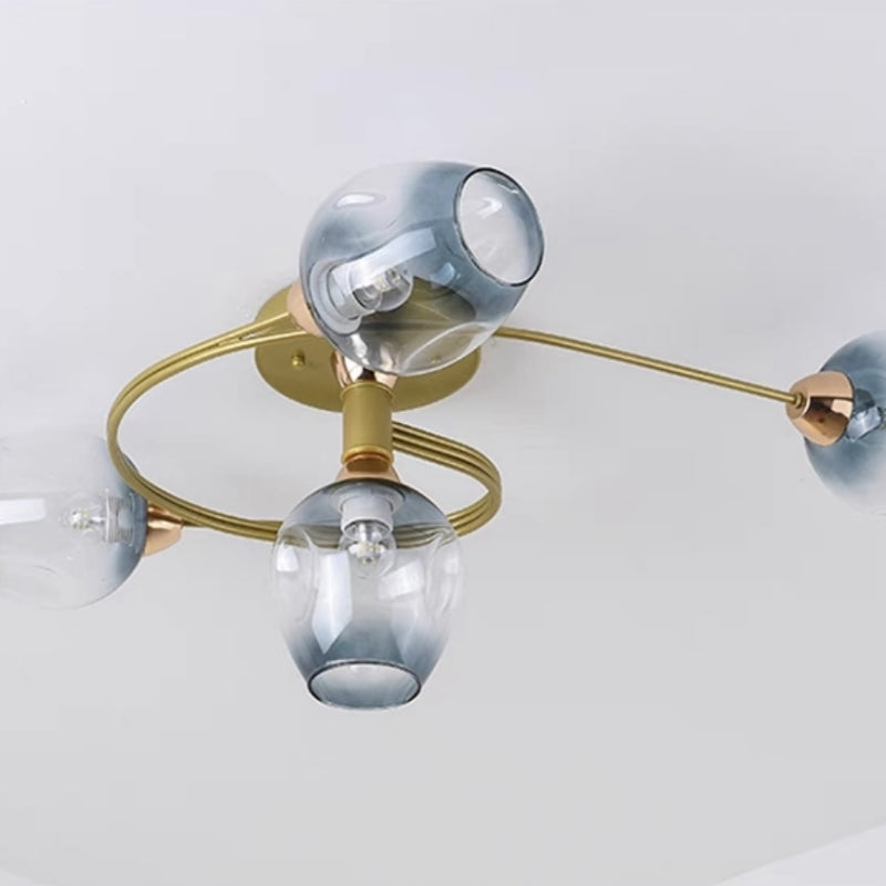 Valentina Flush Mount Ceiling Light, Glass, Black/Gold, Dining Room 20