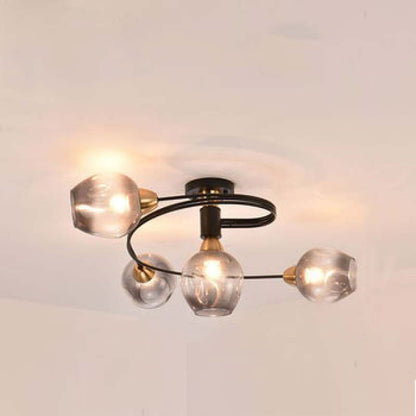 Valentina Flush Mount Ceiling Light, Glass, Black/Gold, Dining Room 0