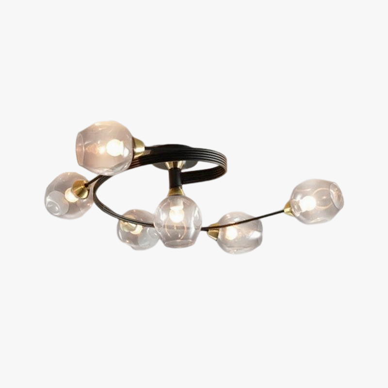 Valentina Flush Mount Ceiling Light, Glass, Black/Gold, Dining Room 1