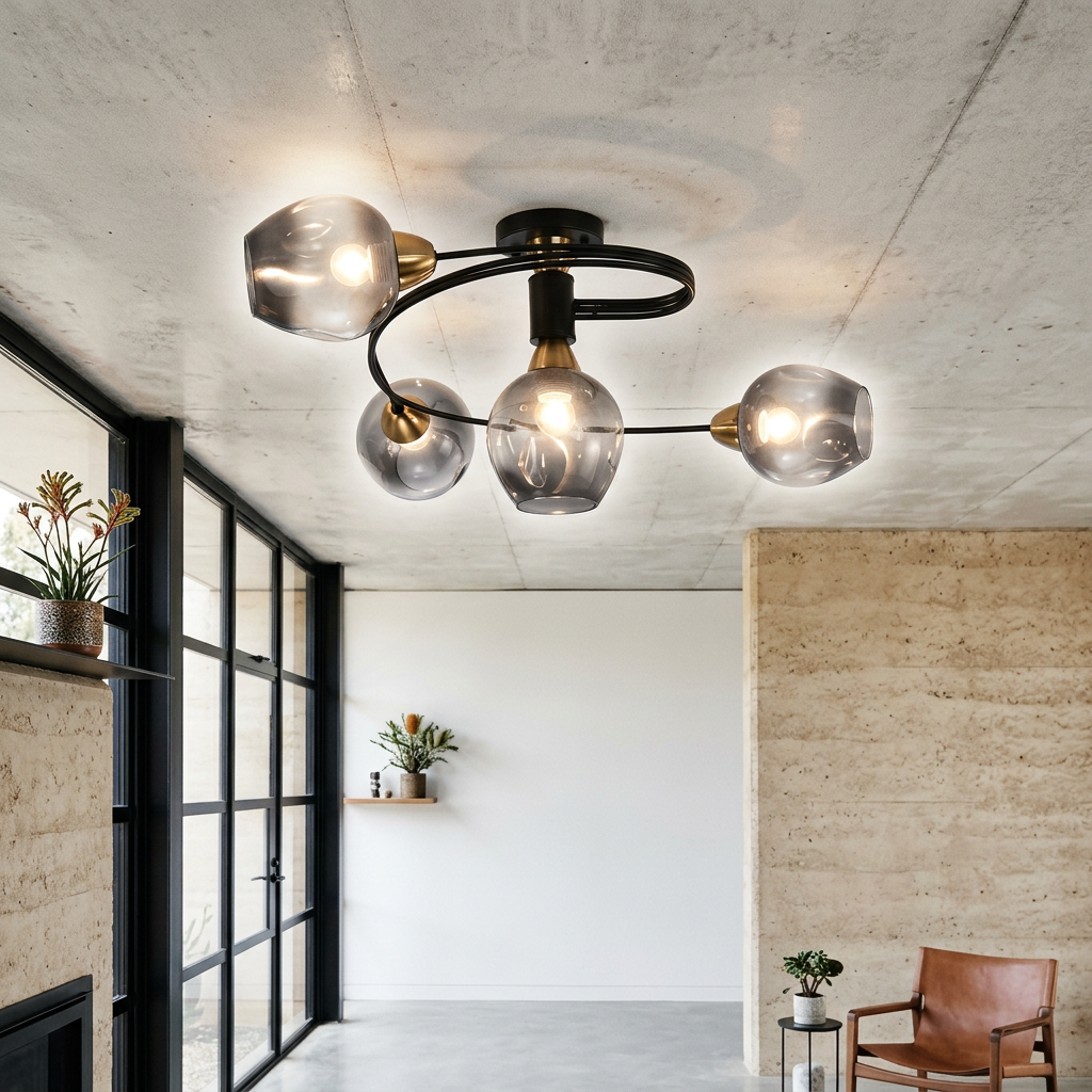 Elara Haus Glass Flush Mount Ceiling Light