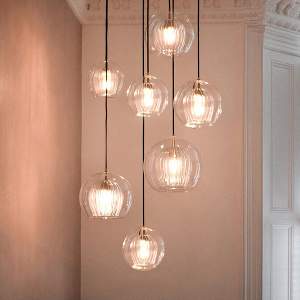 Elara Haus Glass Pendant Light - Clear & Amber Glass Kitchen Pendant Lighting 3