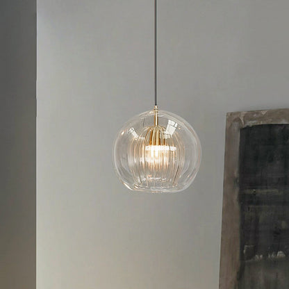 Elara Haus Glass Pendant Light - Clear & Amber Glass Kitchen Pendant Lighting 0