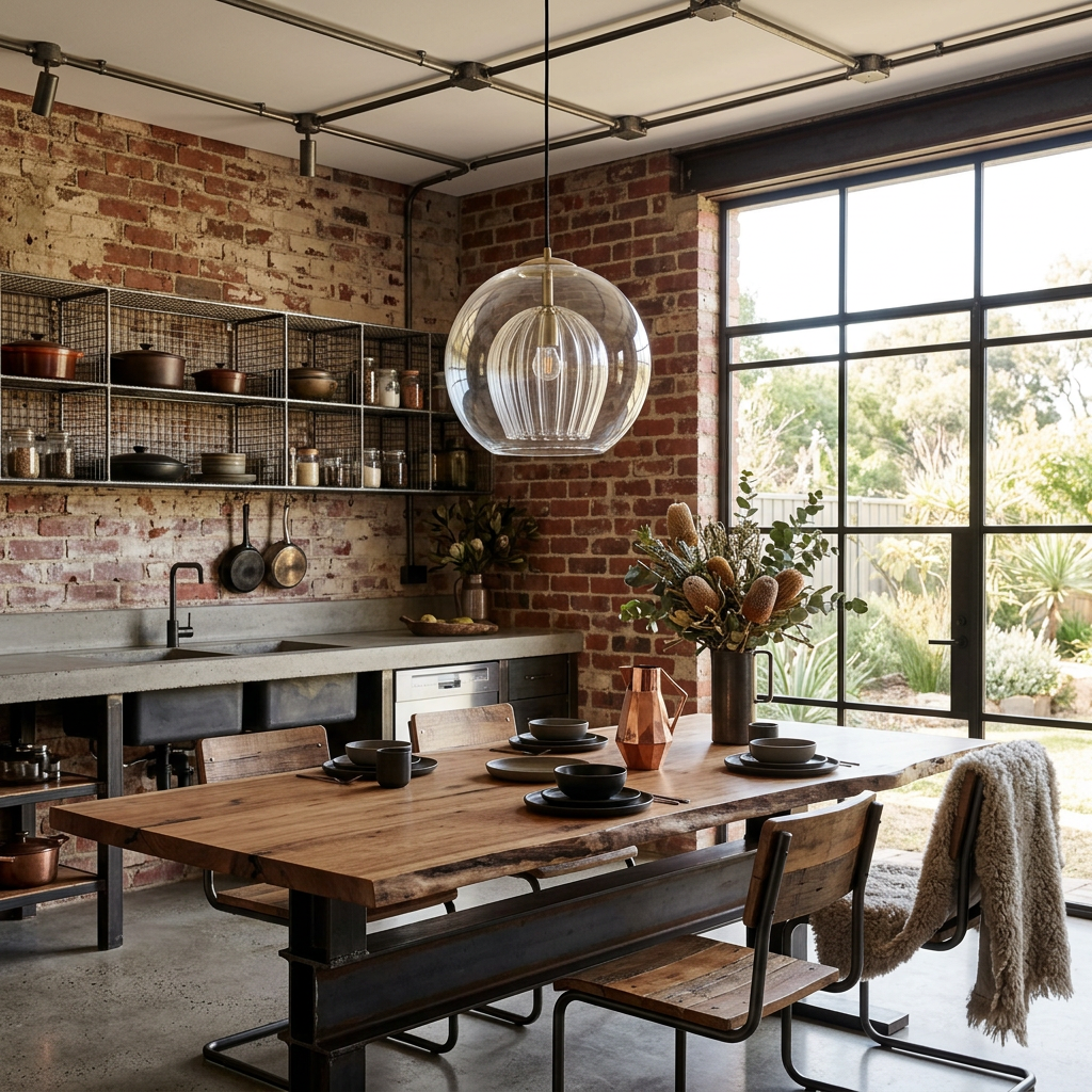 Elara Haus Glass Pendant Light - Clear & Amber Glass Kitchen Pendant Lighting