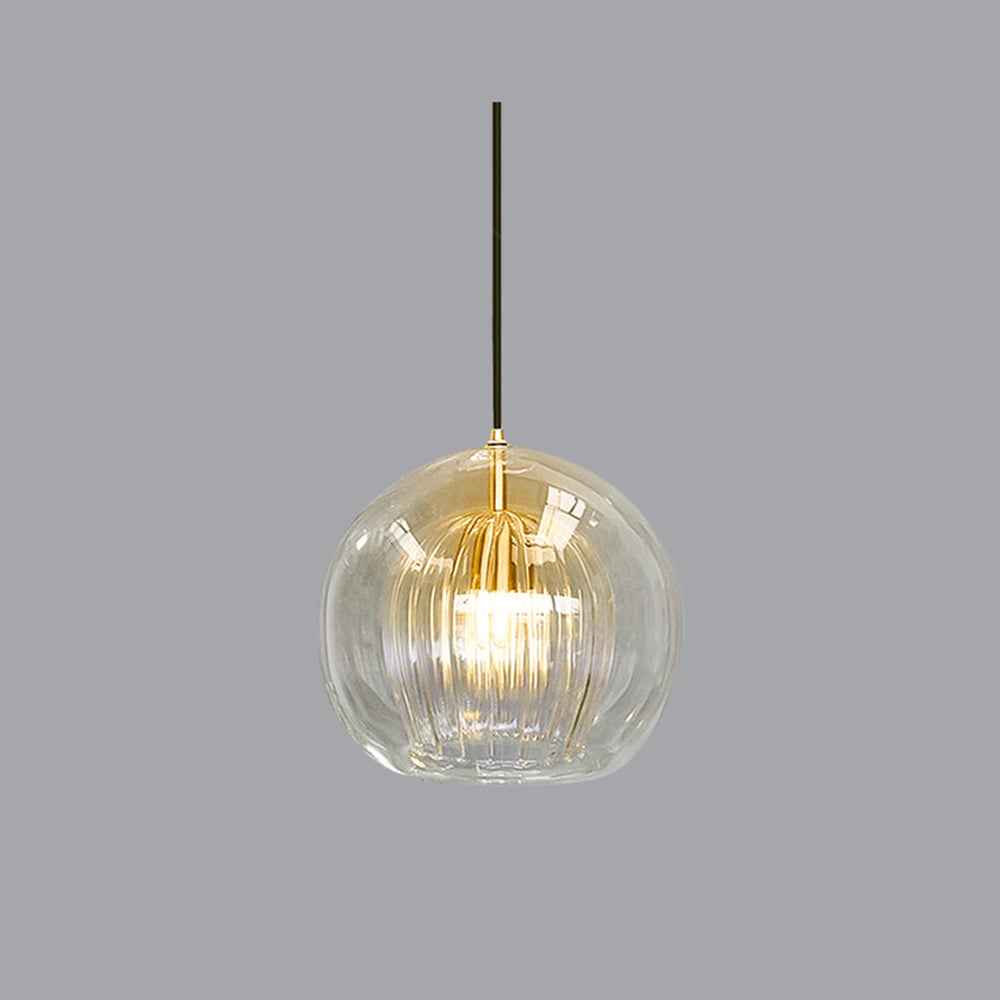Elara Haus Glass Pendant Light - Clear & Amber Glass Kitchen Pendant Lighting 6