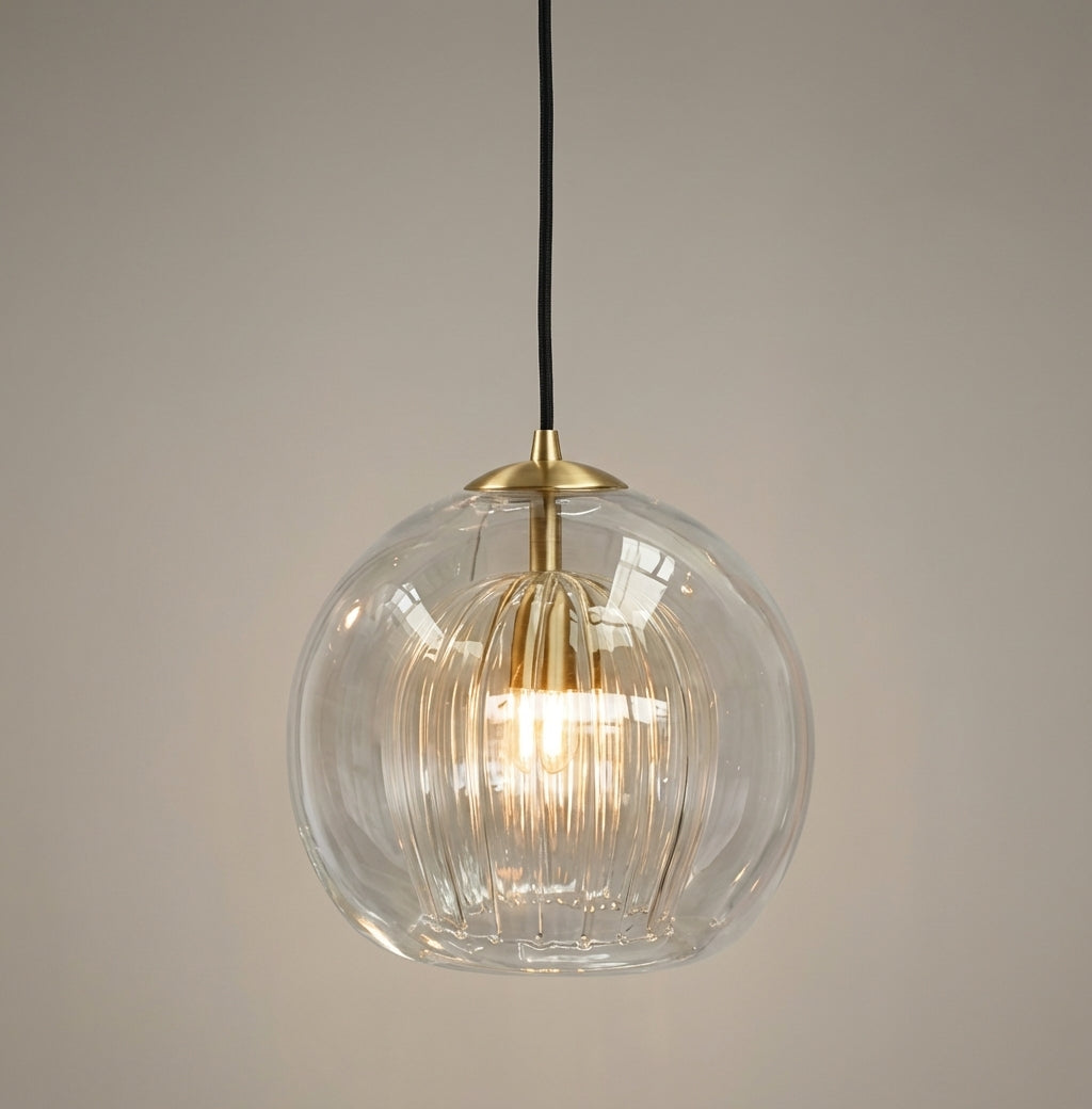 Elara Haus Glass Pendant Light - Clear & Amber Glass Kitchen Pendant Lighting