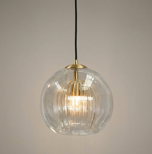 Elara Haus Glass Pendant Light - Clear & Amber Glass Kitchen Pendant Lighting