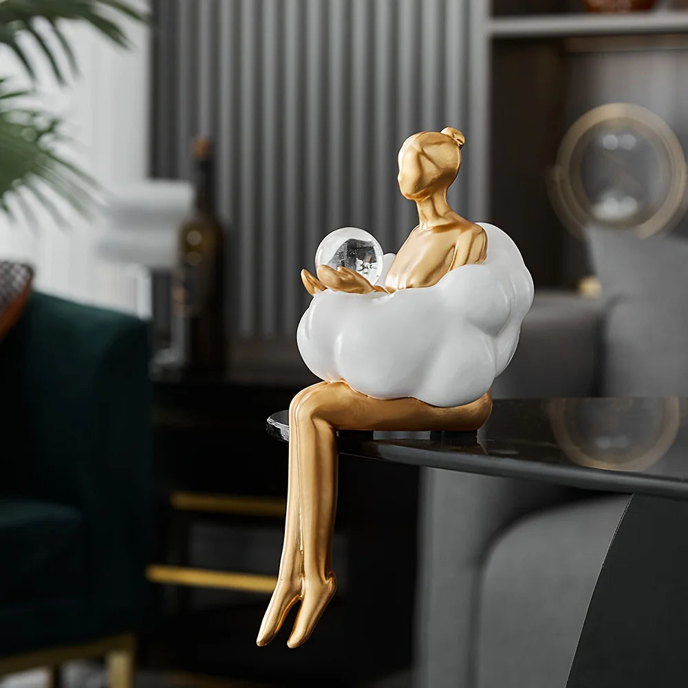 OCS - Reading Woman on Cloud Sculpture - Resin Art Object 8