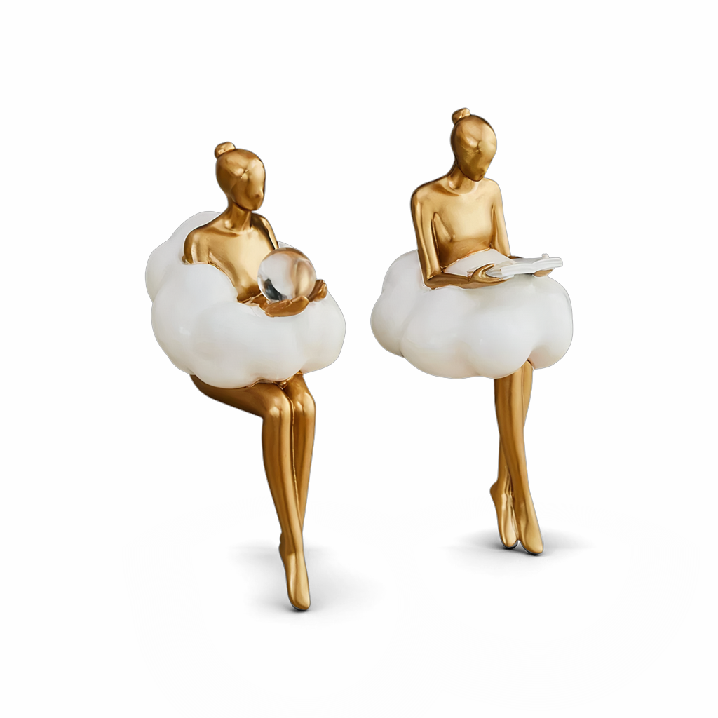 OCS - Reading Woman on Cloud Sculpture - Resin Art Object 1