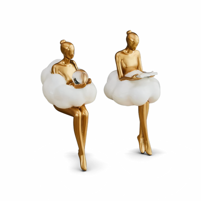 OCS - Reading Woman on Cloud Sculpture - Resin Art Object 1