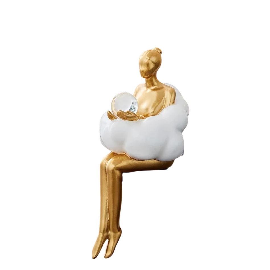 OCS - Reading Woman on Cloud Sculpture - Resin Art Object 3