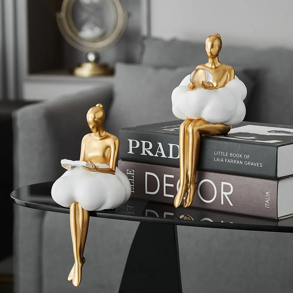 OCS - Reading Woman on Cloud Sculpture - Resin Art Object 4